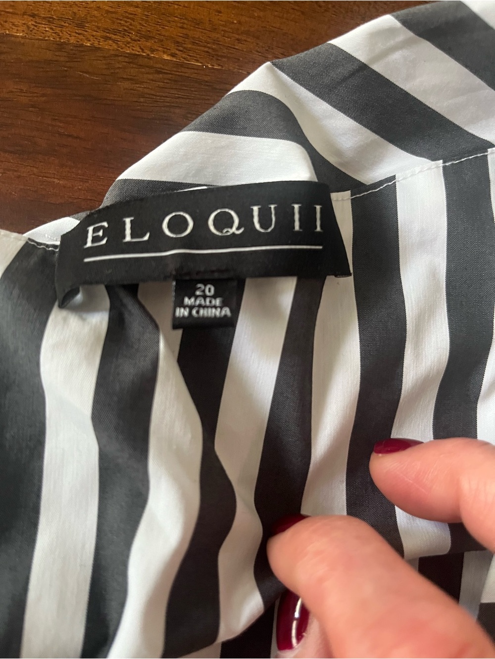 ELOQUII Striped Wrap Peplum Top | Off-the-Shoulder Bardot Neckline | Size 20 - Picture 7 of 8